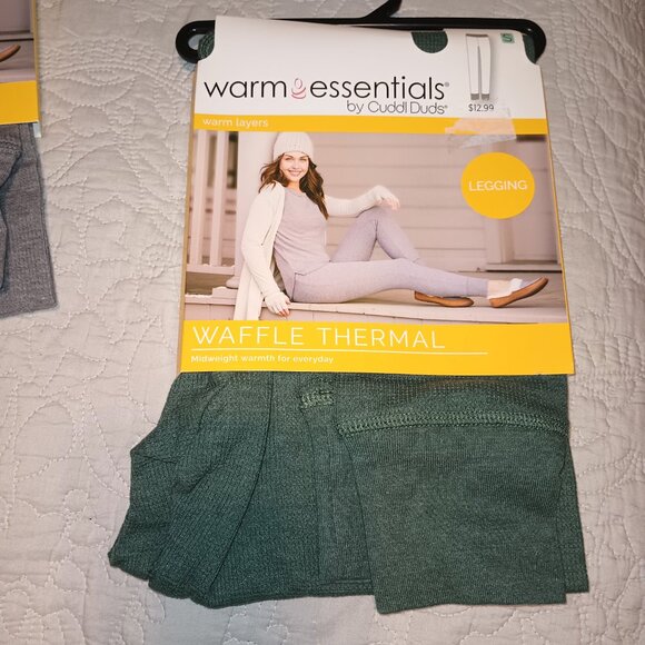 Warm Essentials by Cuddl Duds Women's Waffle Ribbed Combo Leggings w/Smooth Edge - Picture 2 of 3